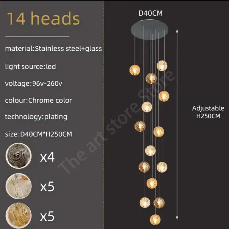 Gold Crystal Spiral 32-Head Chandelier
