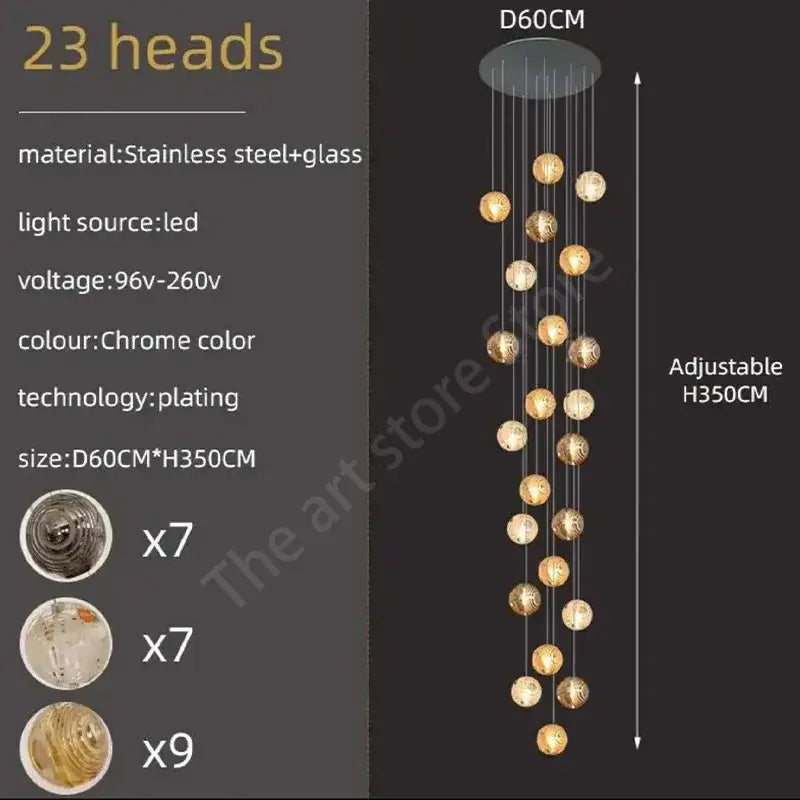 Gold Crystal Spiral 32-Head Chandelier