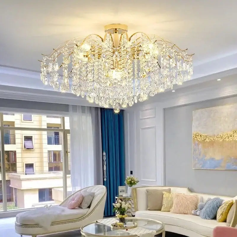 Gold Crystal LED 80cm Chandelier