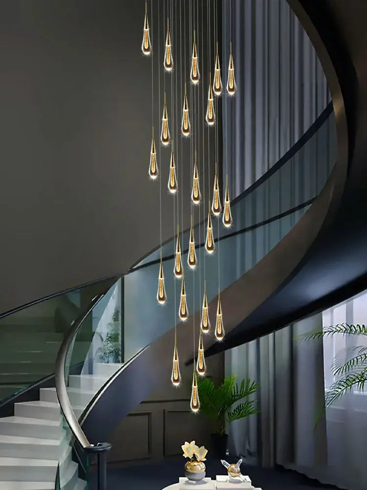 Gold Crystal Teardrop 60-Head Chandelier