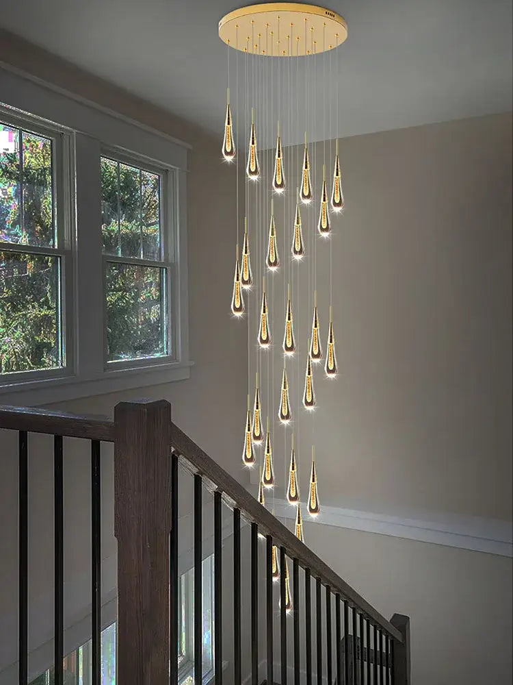 Gold Crystal Teardrop 60-Head Chandelier