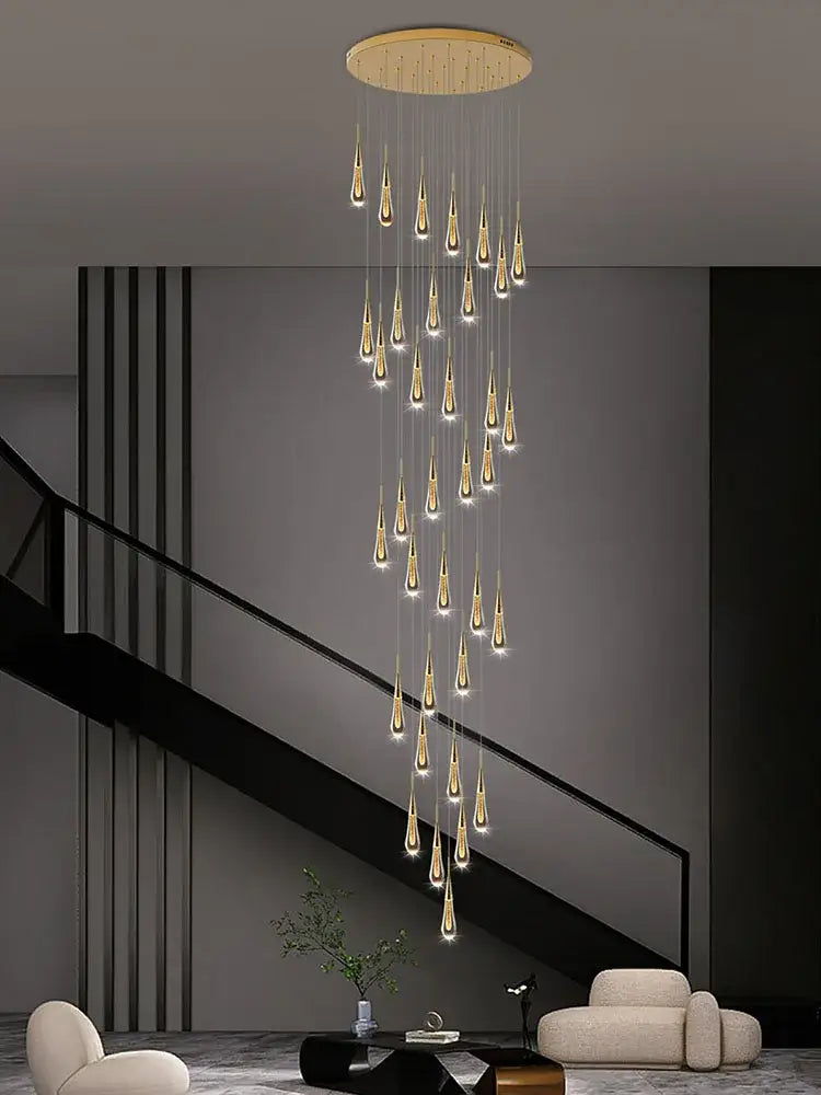 Gold Crystal Teardrop 60-Head Chandelier