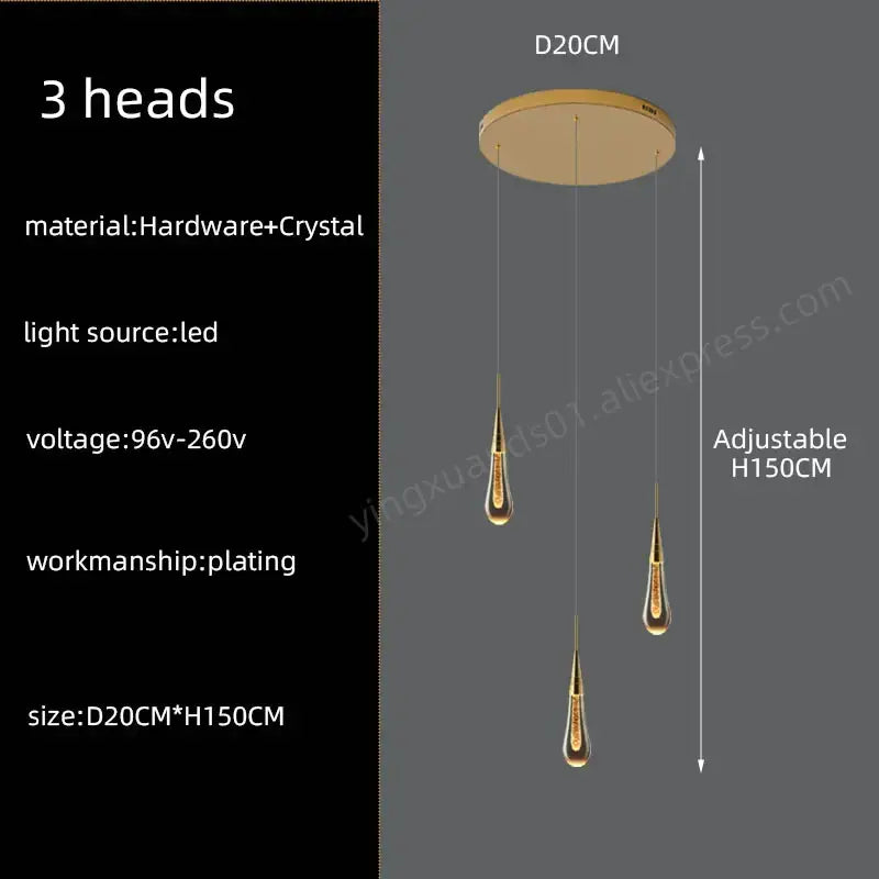 Gold Crystal Teardrop 60-Head Chandelier