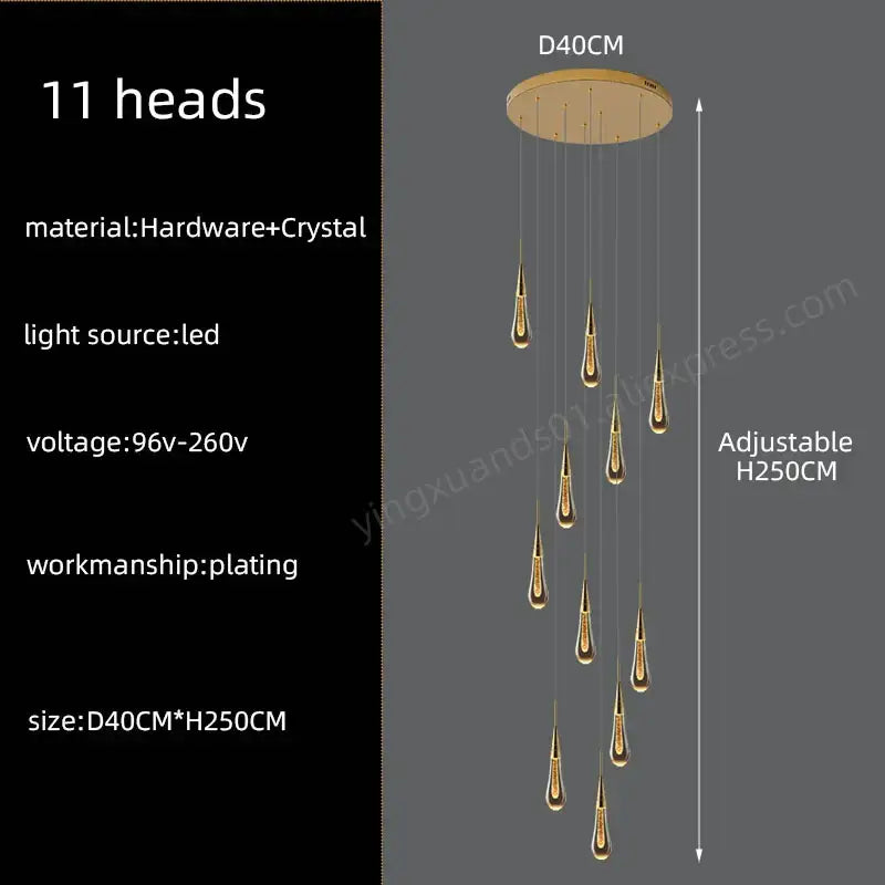 Gold Crystal Teardrop 60-Head Chandelier
