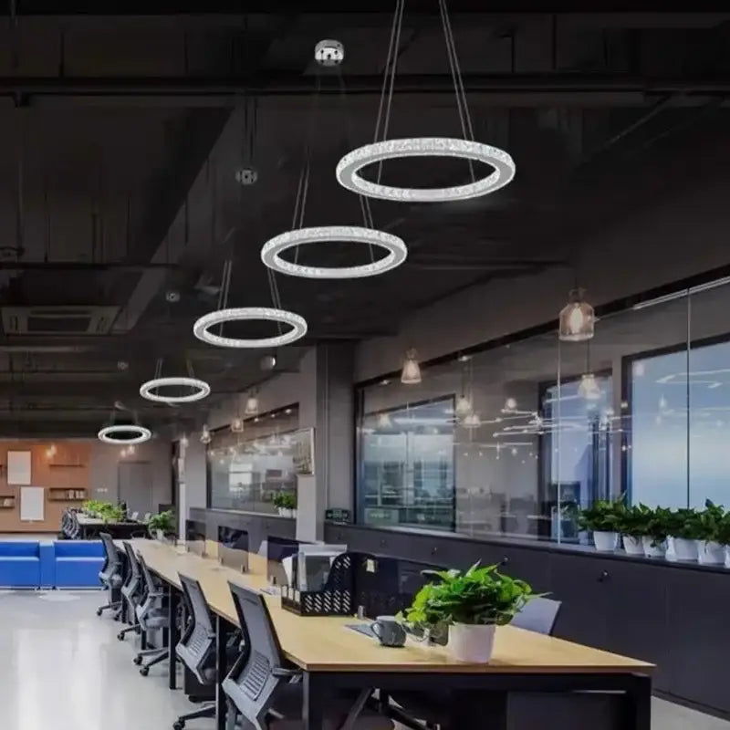 Gold Crystal Ring 4-Ring Dining Area Ceiling Light