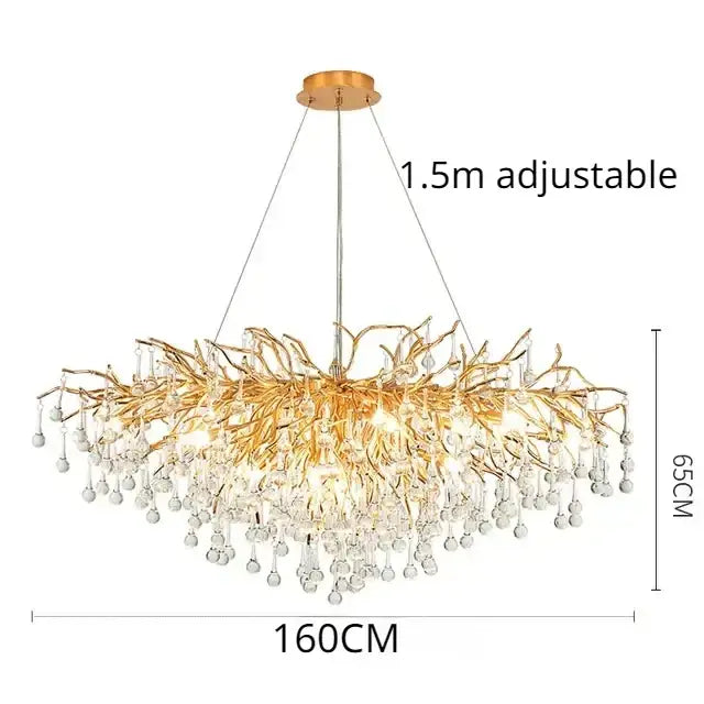 Gold Crystal Dendritic Chandelier