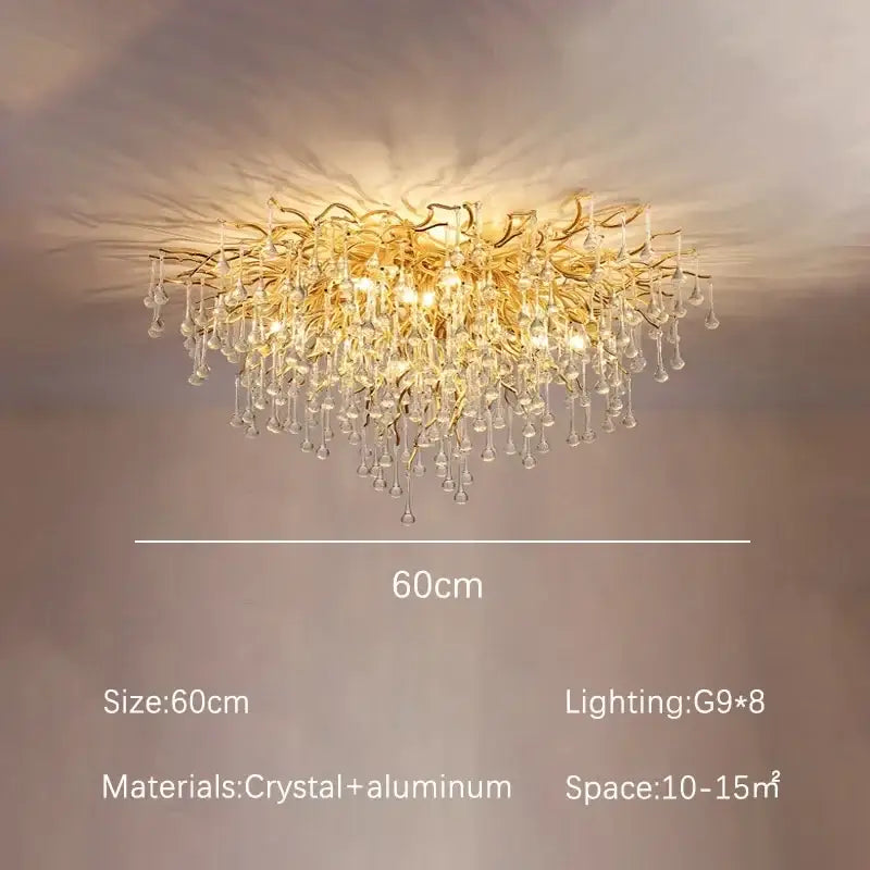 Gold Crystal Dendritic Chandelier