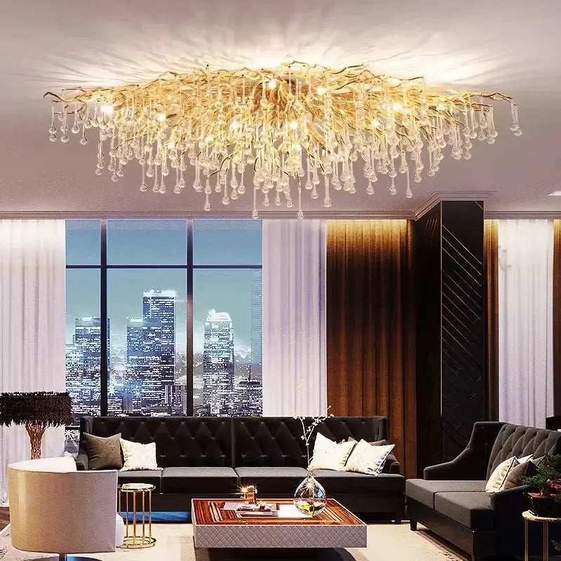 Gold Crystal Dendritic Chandelier