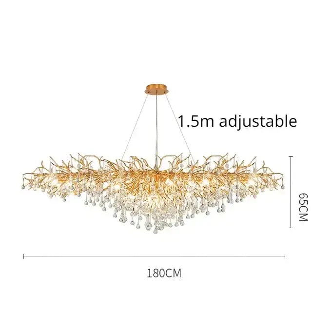 Gold Crystal Dendritic Chandelier