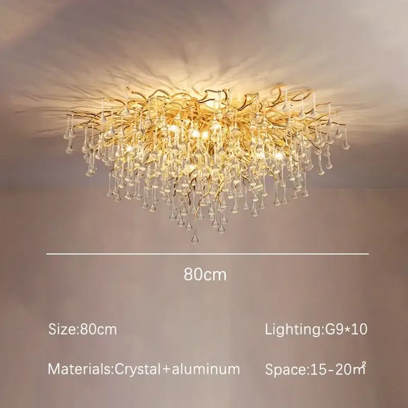 Gold Crystal Dendritic Chandelier