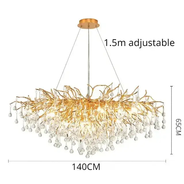 Gold Crystal Dendritic Chandelier