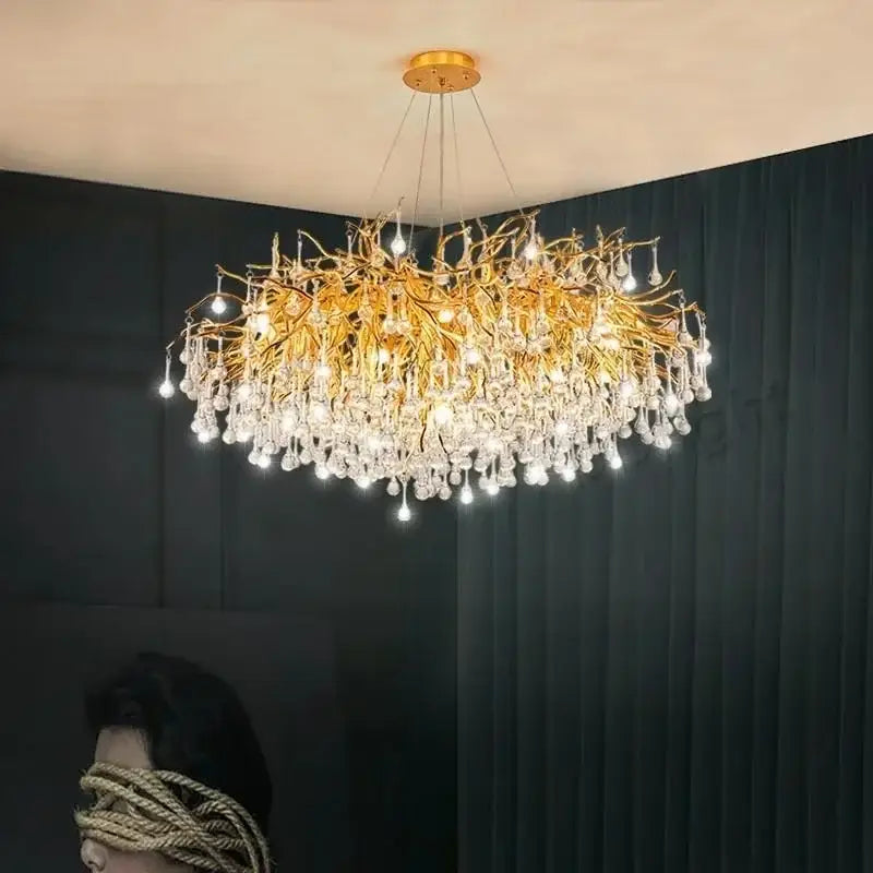 Gold Crystal Dendritic Chandelier