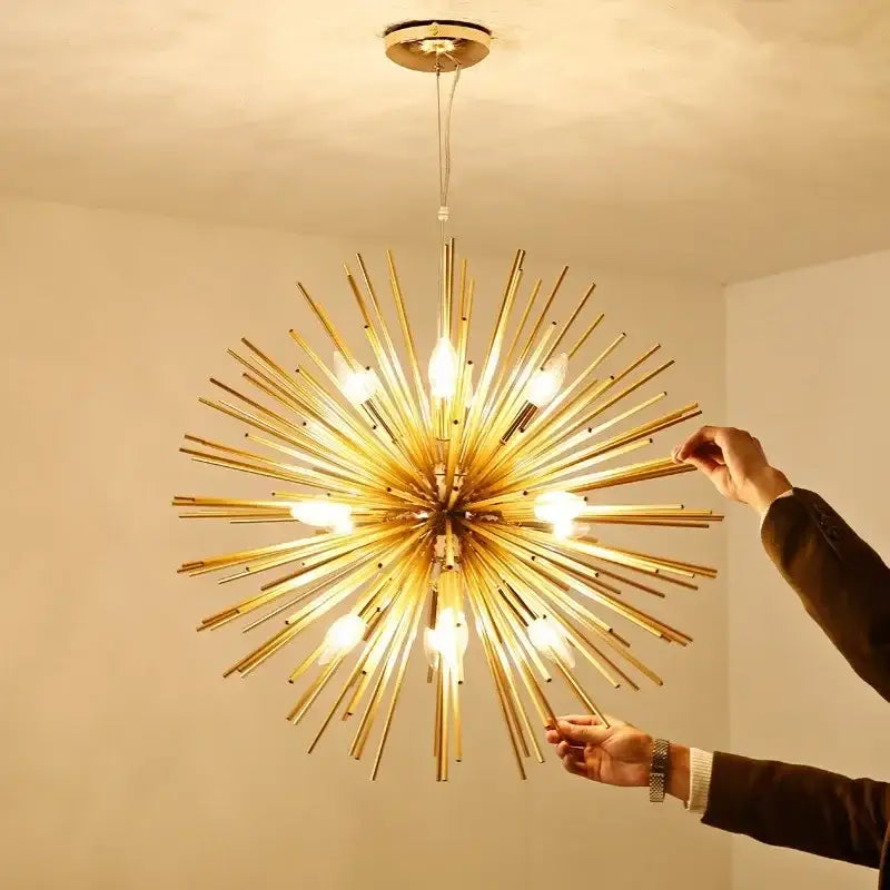 Gold Geometric Starburst Chandelier