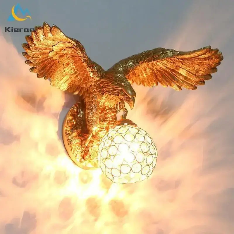 Gold Eagle Crystal Wall Lamp