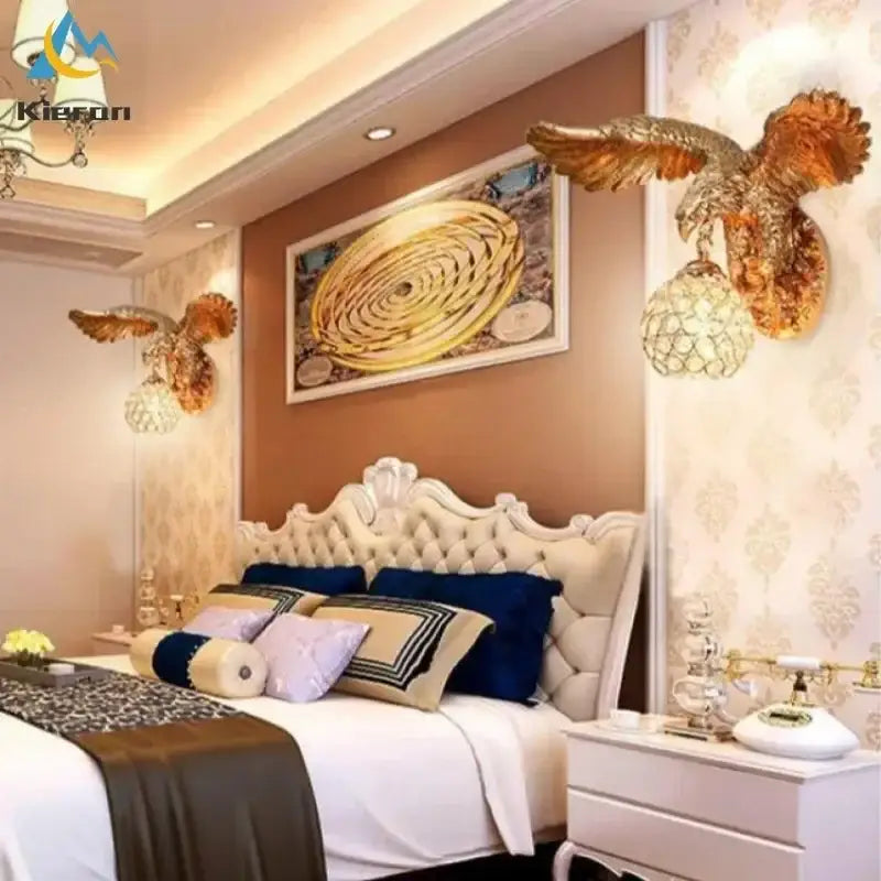 Gold Eagle Crystal Wall Lamp