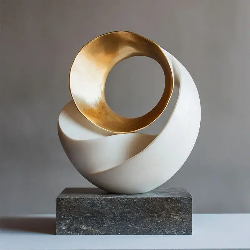 Gold Geometric Resin Sculpture