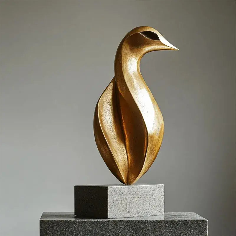 Gold Geometric Resin Sculpture