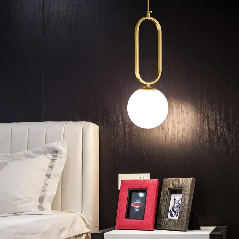 Gold Glass Ball Pendant with Oval Frame for Kitchens