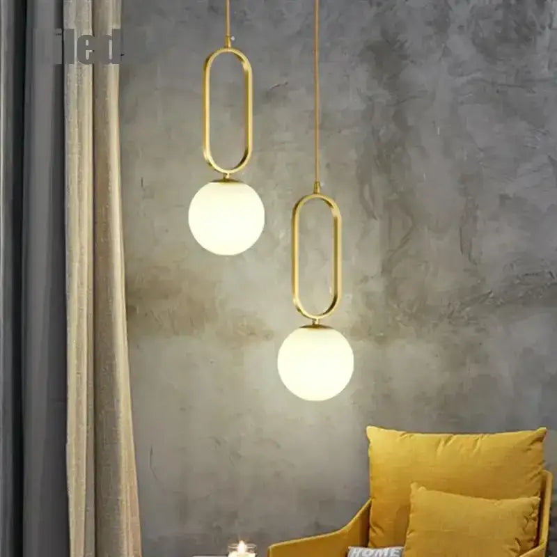 Gold Glass Ball Pendant with Oval Frame for Kitchens