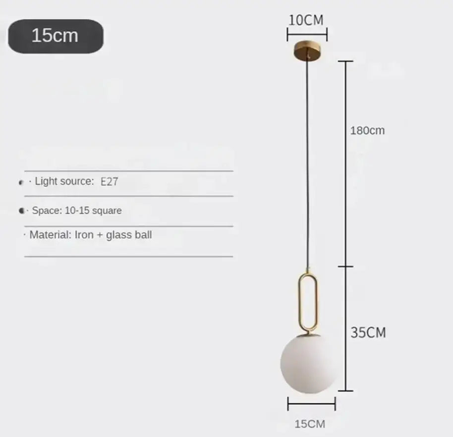 Gold Glass Ball Pendant with Oval Frame for Kitchens