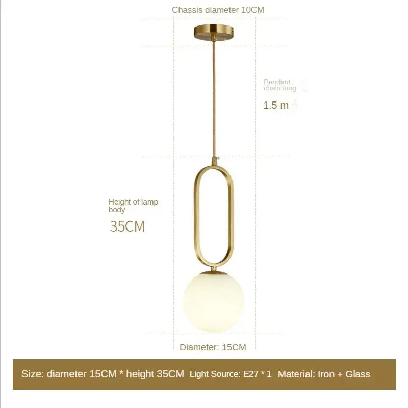 Gold Glass Ball Pendant with Oval Frame for Kitchens