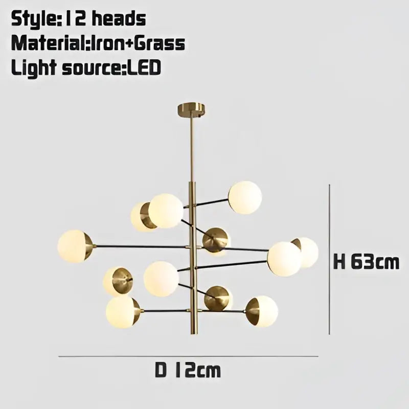 Gold Glass Bean Chandelier