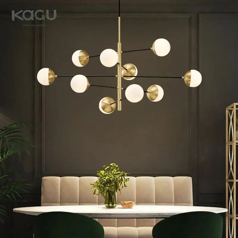 Gold Glass Bean Chandelier