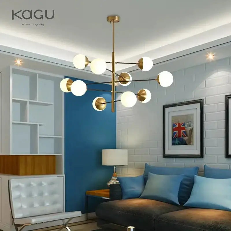 Gold Glass Bean Chandelier