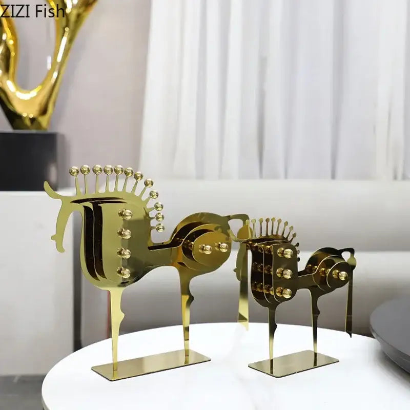 Gold Horse Metal Sculpture