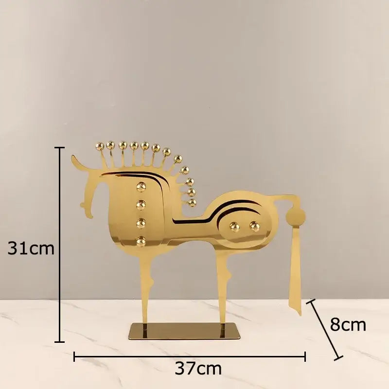 Gold Horse Metal Sculpture