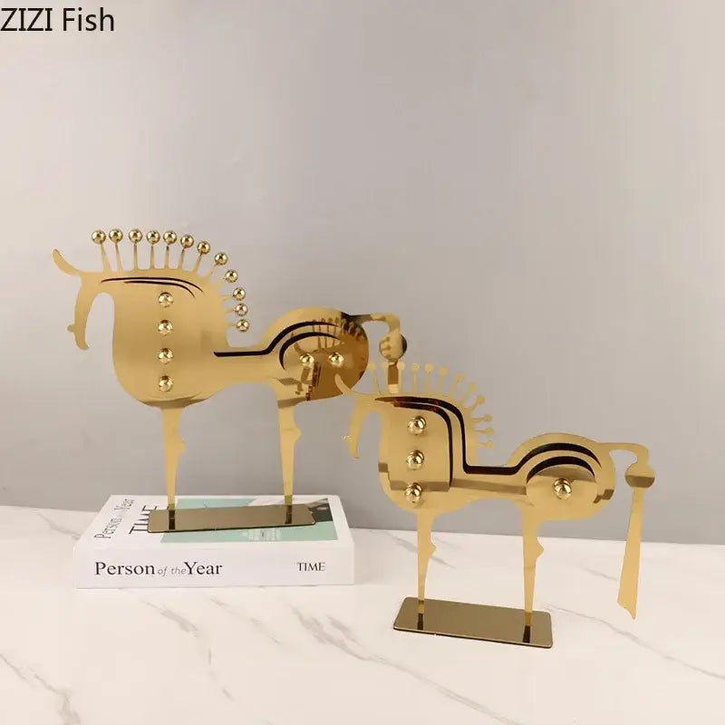 Gold Horse Metal Sculpture