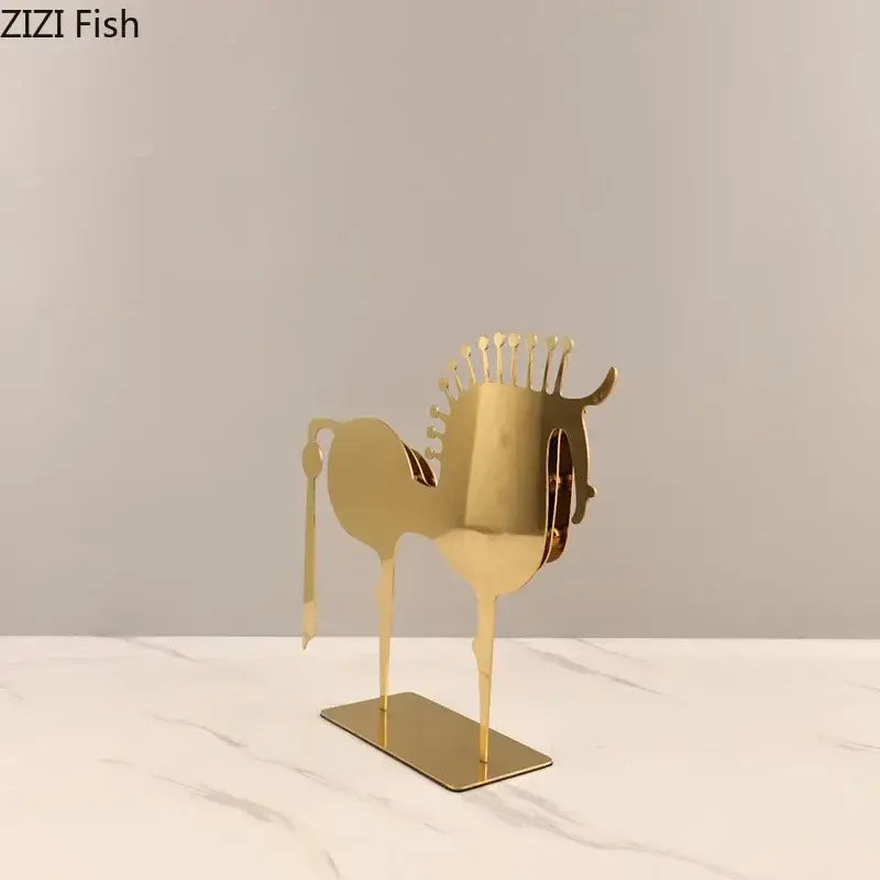 Gold Horse Metal Sculpture