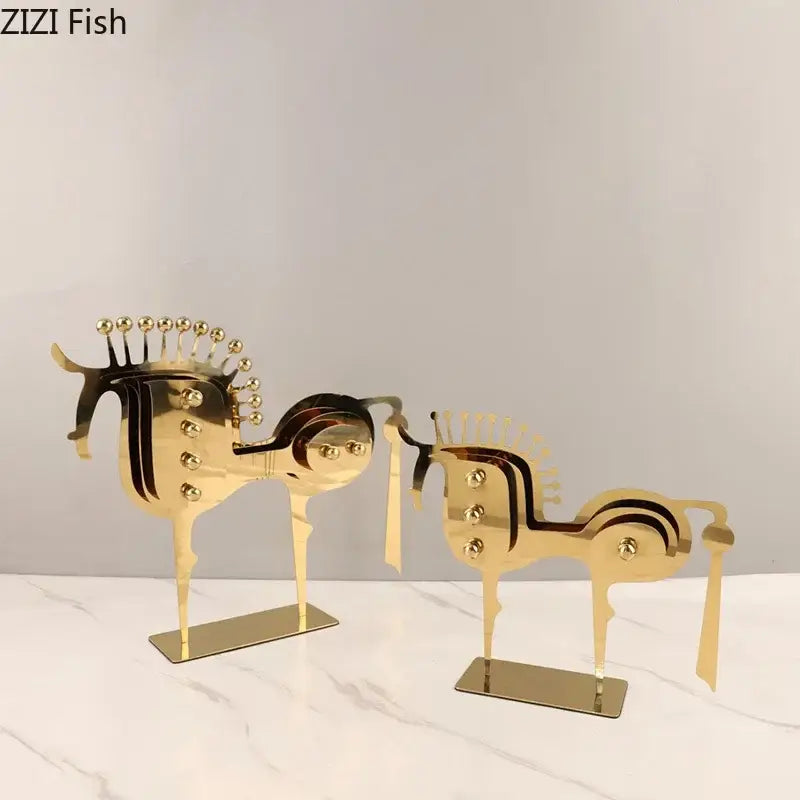 Gold Horse Metal Sculpture