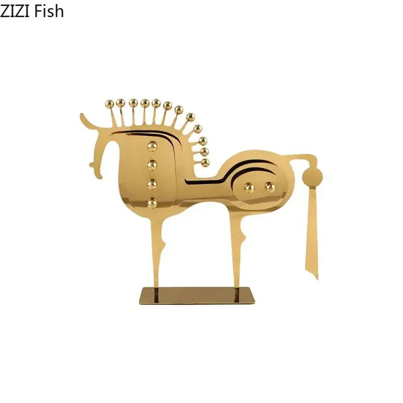 Gold Horse Metal Sculpture
