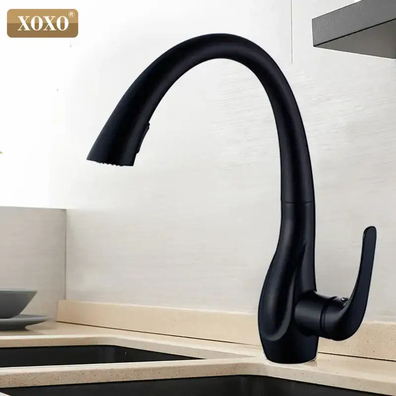 Gold Pull-Out Kitchen Faucet Brass Single-Handle