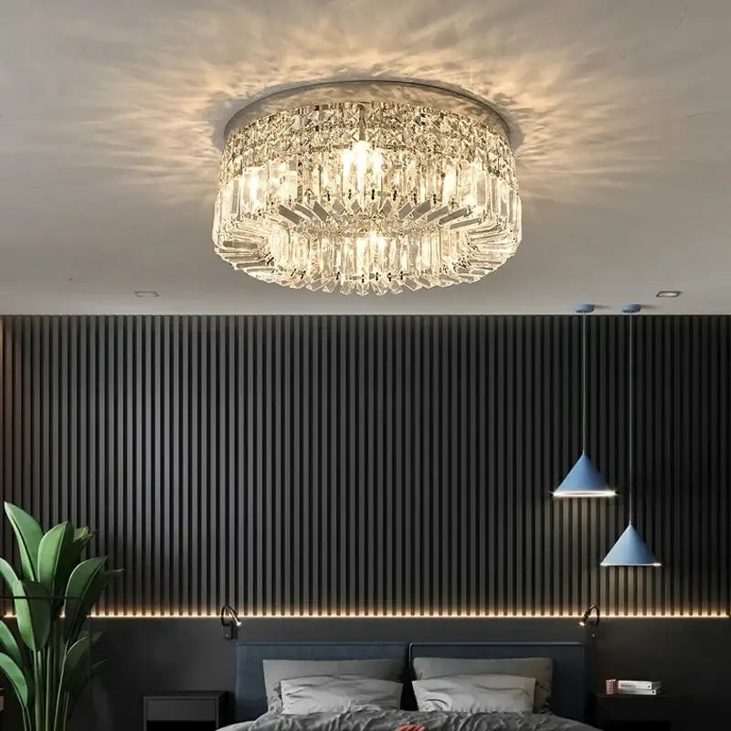 Gold LED Crystal Ceiling Lamp