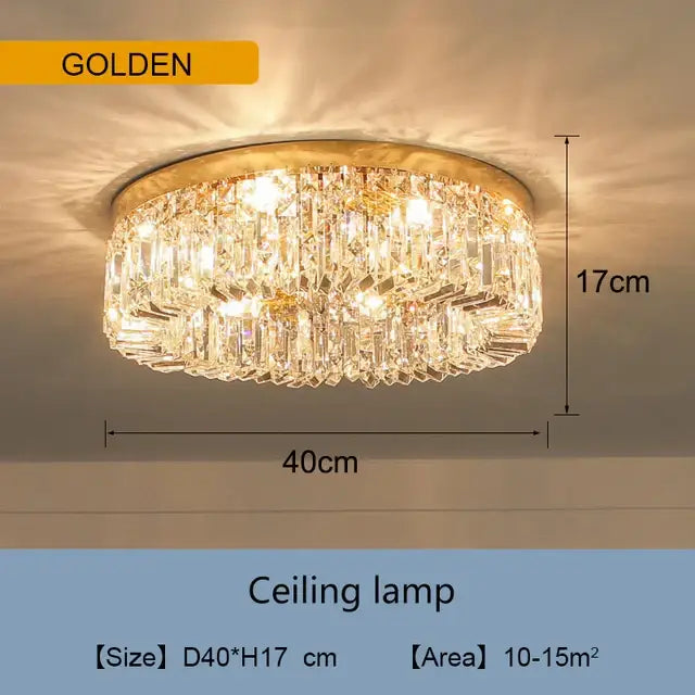 Gold LED Crystal Ceiling Lamp