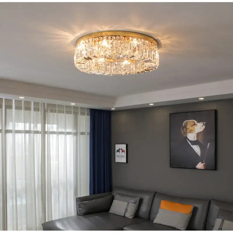 Gold LED Crystal Ceiling Lamp