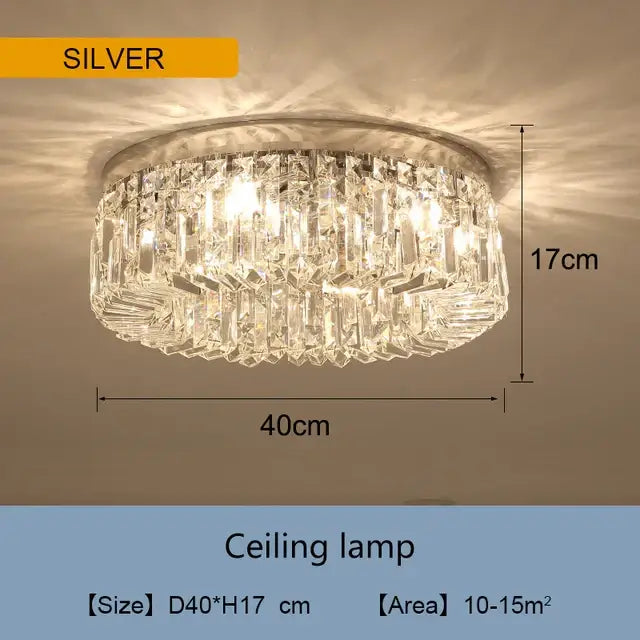 Gold LED Crystal Ceiling Lamp