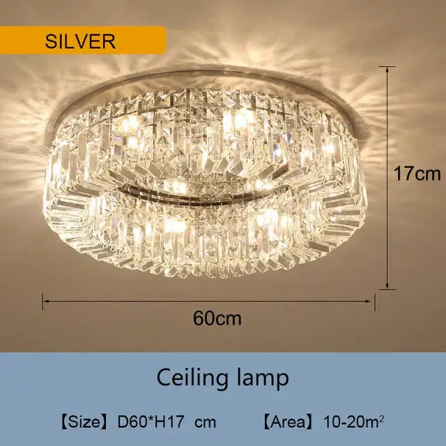 Gold LED Crystal Ceiling Lamp