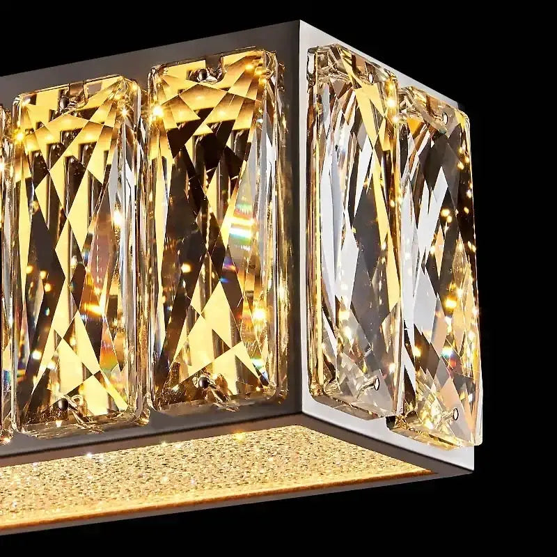 Gold LED Crystal Chandelier Rectangular L150cm