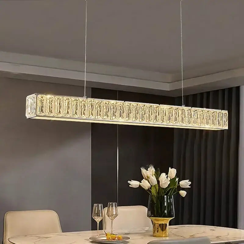 Gold LED Crystal Chandelier Rectangular L150cm