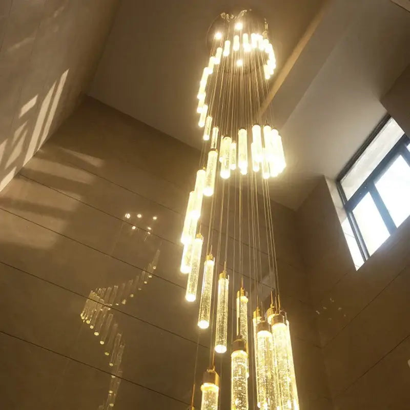 Gold Crystal Chandelier 30-Head for Staircases