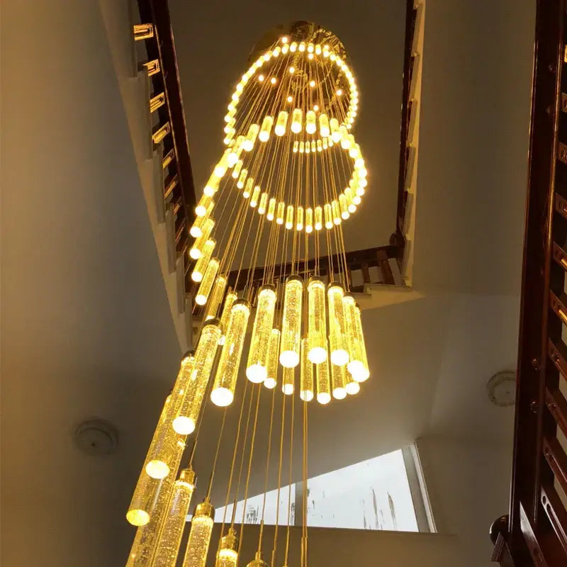 Gold Crystal Chandelier 30-Head for Staircases