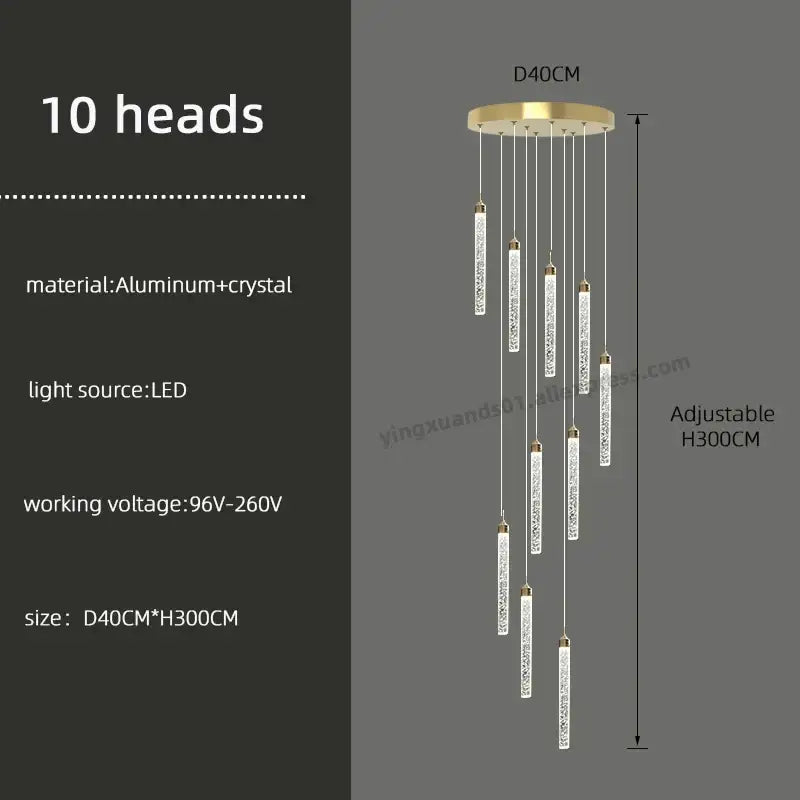 Gold Crystal Chandelier 30-Head for Staircases