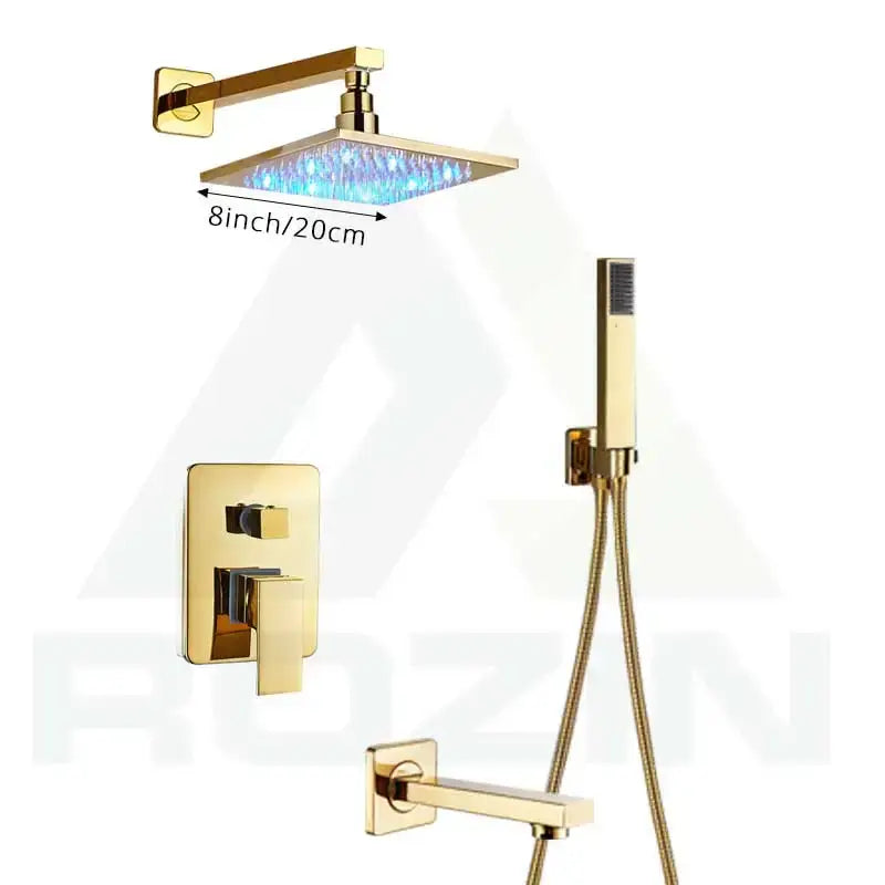 Gold Rainfall Shower Faucet 16-Inch with LED