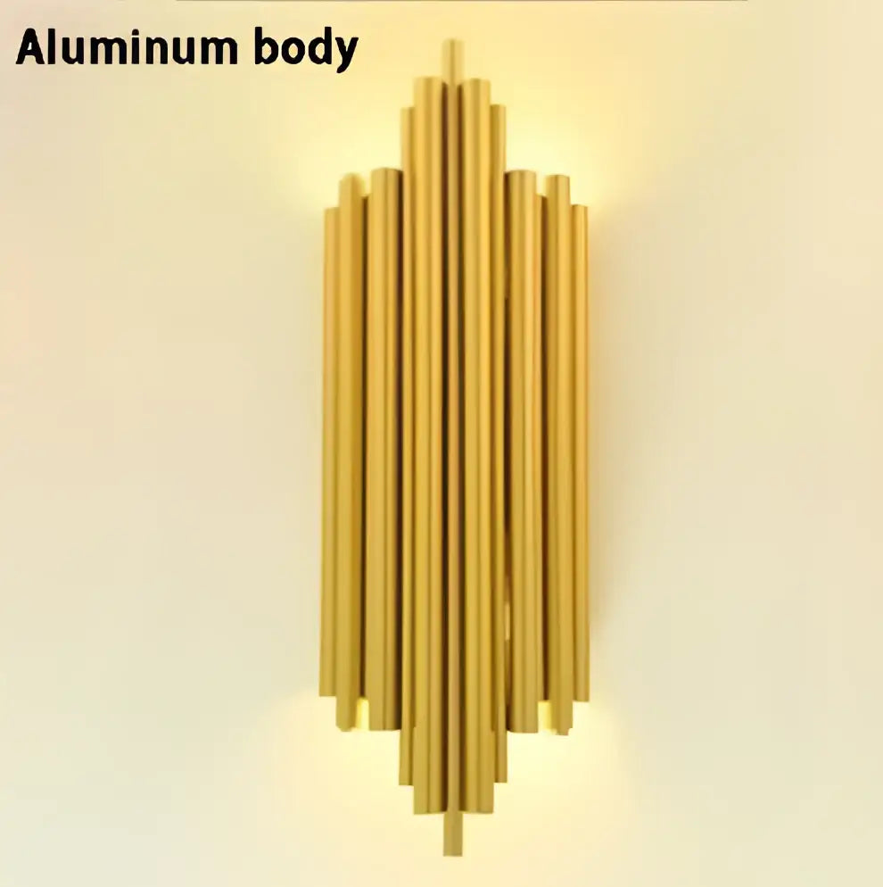 Gold Tube Wall Sconce Aluminum for Foyers