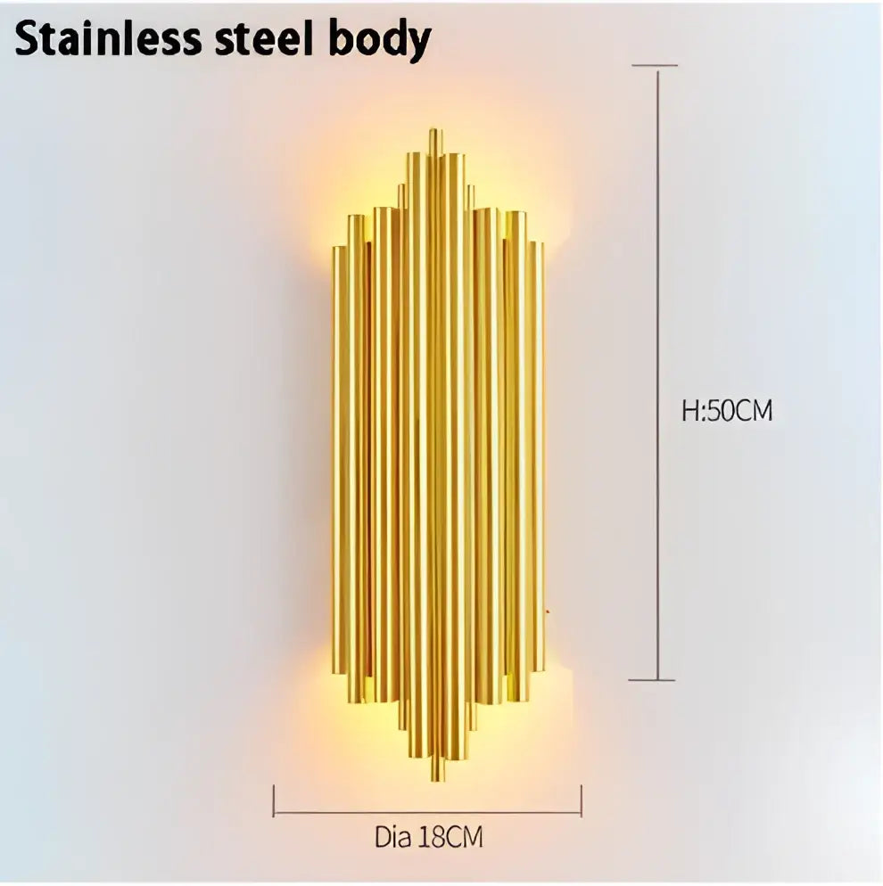 Gold Tube Wall Sconce Aluminum for Foyers