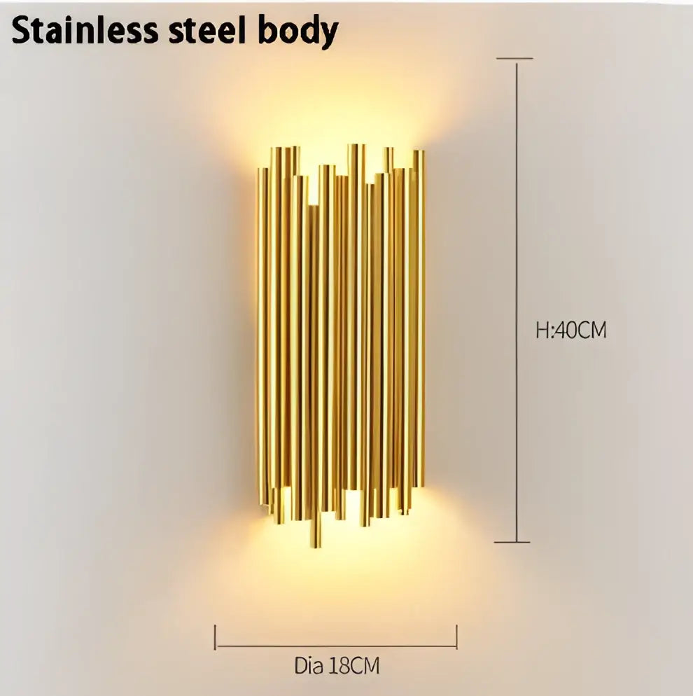 Gold Tube Wall Sconce Aluminum for Foyers