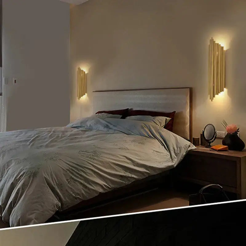 Gold Tube Wall Sconce Aluminum for Foyers
